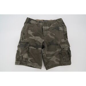Abercrombie & Fitch Men's 29 Army Green Camo Heavy Military Cargo Shorts Y2K